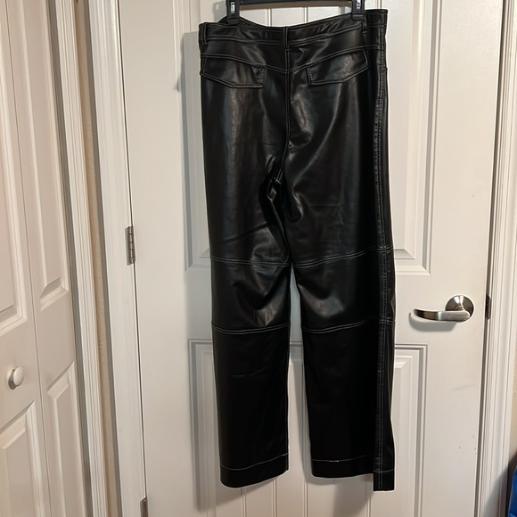 NWT Faux black leather pants with white stitching - Picture 3 of 12